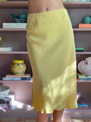 2000s Sheer Butter Yellow Silk Skirt (26")