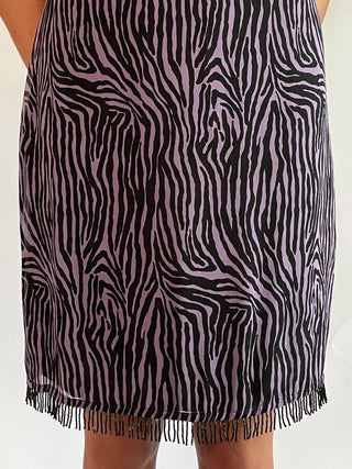 1990s-00s Silk Purple Zebra Dress with Beaded Fringe (6)