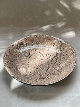 1980s-90s Claudia Reese Abstract Shallow Serving Bowl