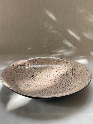 1980s-90s Claudia Reese Abstract Shallow Serving Bowl