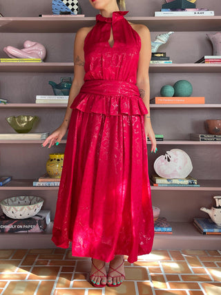 1990s Scherrer Boutique by  Jean-Louis Scherrer Red Silk Gown, Made in France (4-6)
