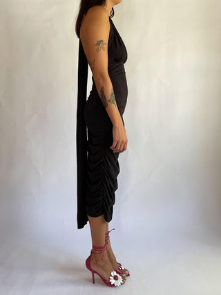 1990s-00s Ruched Halter Dress (XS-M)
