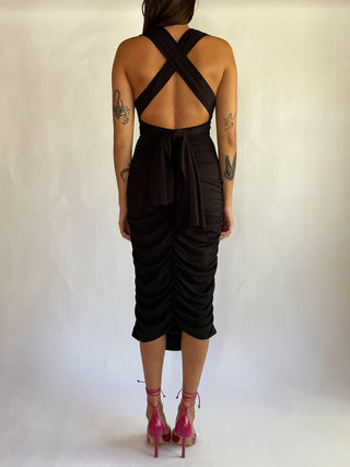1990s-00s Ruched Halter Dress (XS-M)