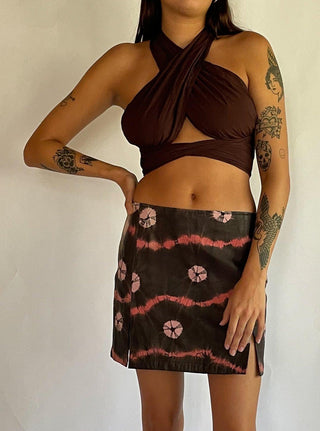2000s Betsey Johnson Tie Dyed Leather Mini Skirt (4-8)