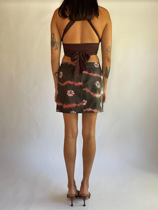 2000s Betsey Johnson Tie Dyed Leather Mini Skirt (4-8)