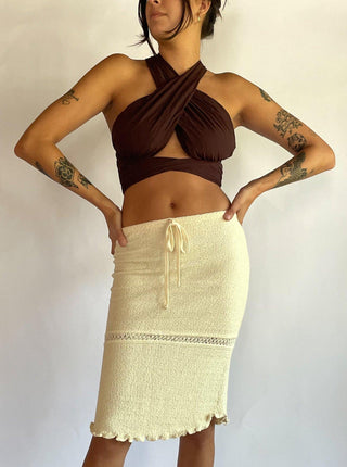 1990s Knit Cream Skirt (S)