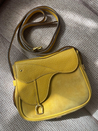 1970s-80s Gucci Mustardy Camel Mini Crossbody Saddle Bag, Made in Italy