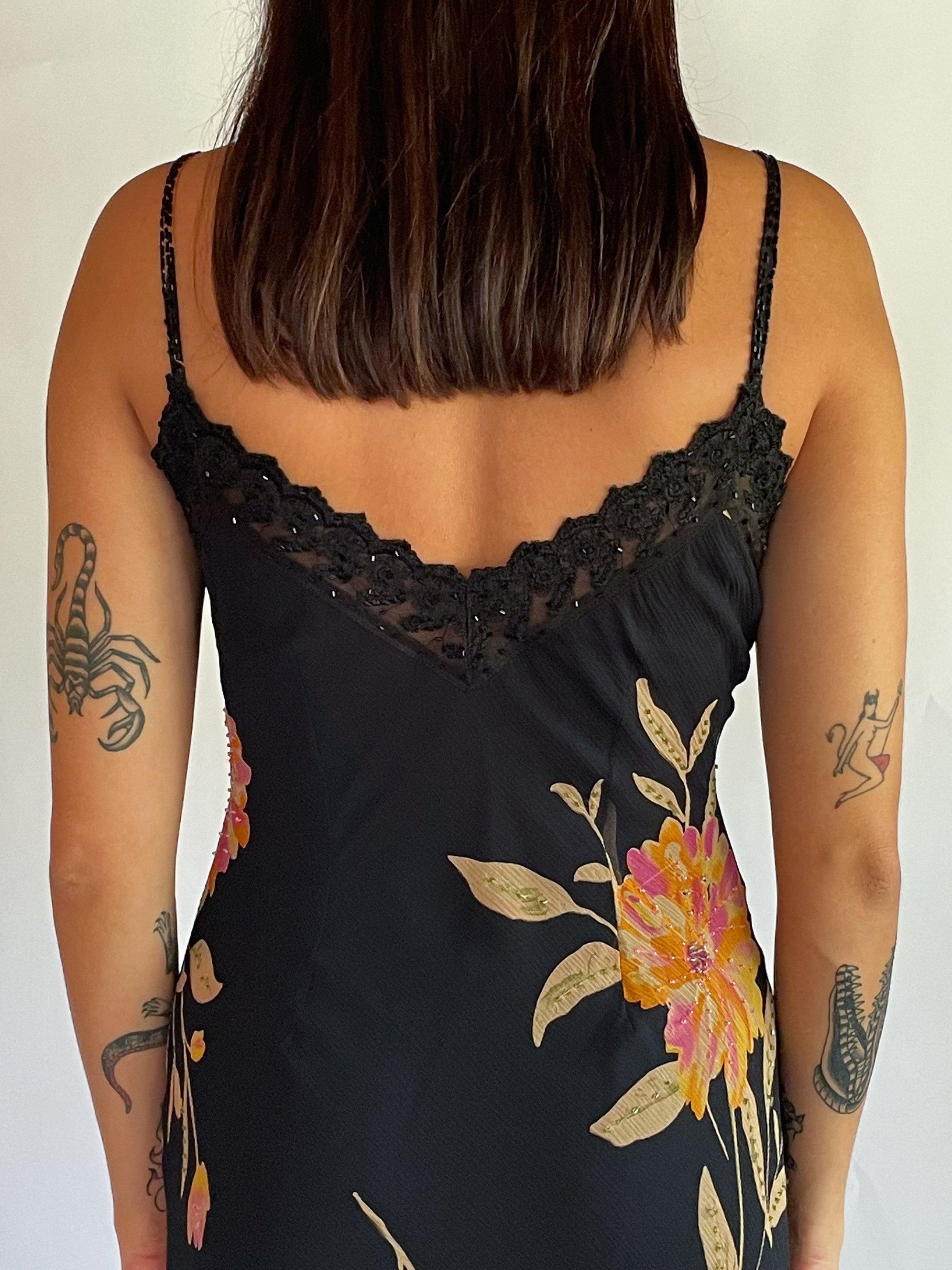 2000s Sue Wong Beaded Floral Silk Maxi Dress (4-8) Abigail Bell 2000s Sue Wong Beaded Floral Silk Maxi Dress (4-8) Abigail Bell