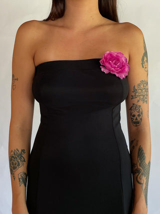 2000s Strapless Flower Applique Dress (S-M)