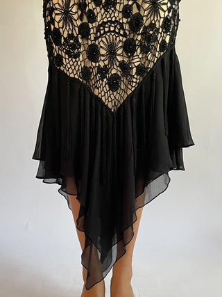 2000s Beaded and Crocheted Silk Accent Dress (8-10)