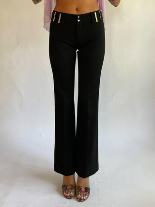 2000s Belt Detail Mid Rise Pants, Made in France (4)