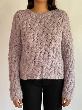 2000s Express Hand Knit Lilac Cable Knit Sweater (M-L)