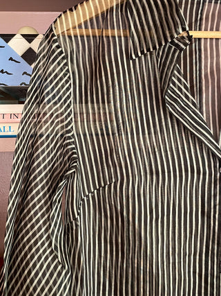 2000s Sheer Organza Striped Blouse (8-10)