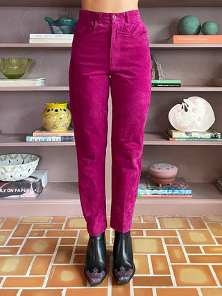 1990s Magenta Suede High Waisted Pants (25")
