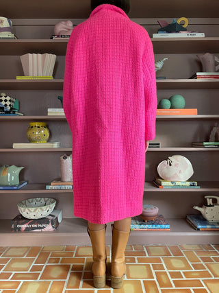 1950s-60s Hot Pink Tweed Coat (XL)