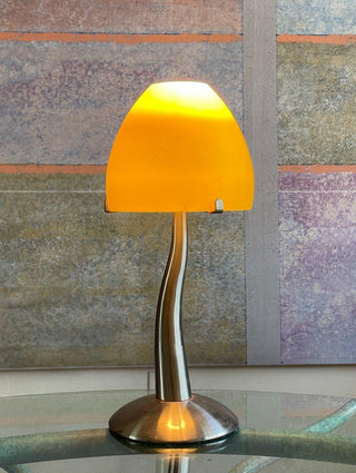 Wavy Lamp with Yellow Glass Shade